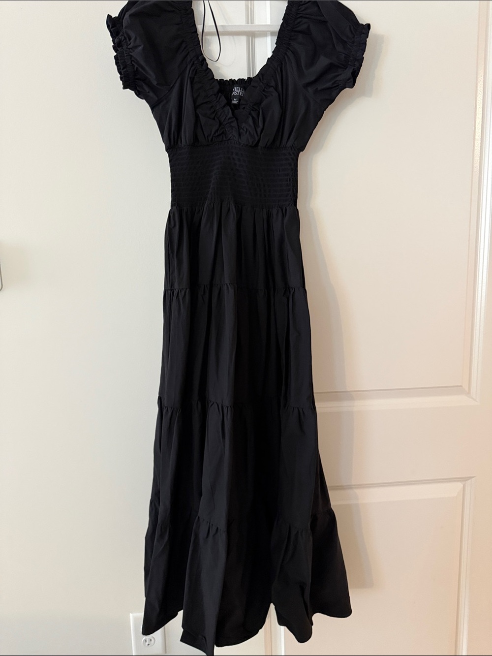Macys Black Ruffle Sleeve V-Neck Maxi Dress. Brand New - no tag